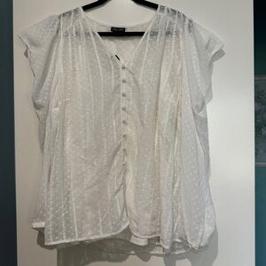 City Chic Size M / 18 /L Button Down with Slip Long Sleeve Pouf Shoulder‎ Blouse